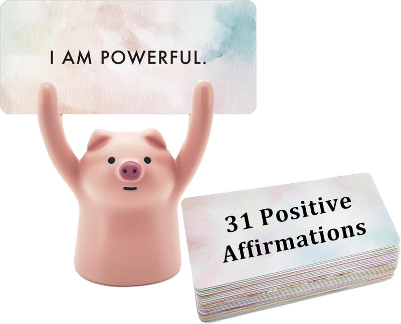 ZEARPT Affirmation Card Deck for Women, Self Care Gift, Positive Affirmation Cards with Holder, Gift for Her, Daughter, Niece, Sister, Daily Affirmations, Midlife Manifestation Gift (Pink - Pig) - Image 1